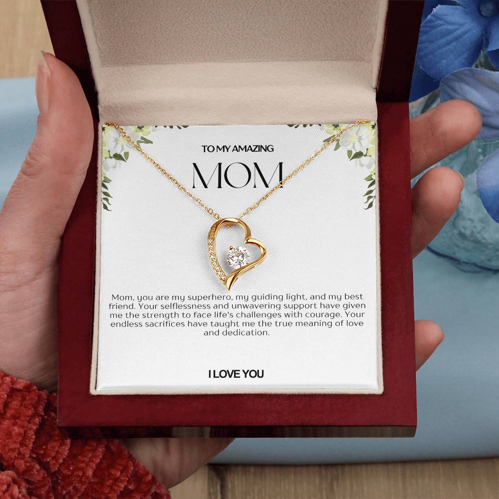 To My Amazing Mom Heart Necklace