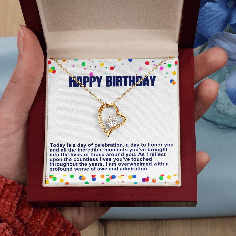 Happy Birthday Forever Love Heart Necklace