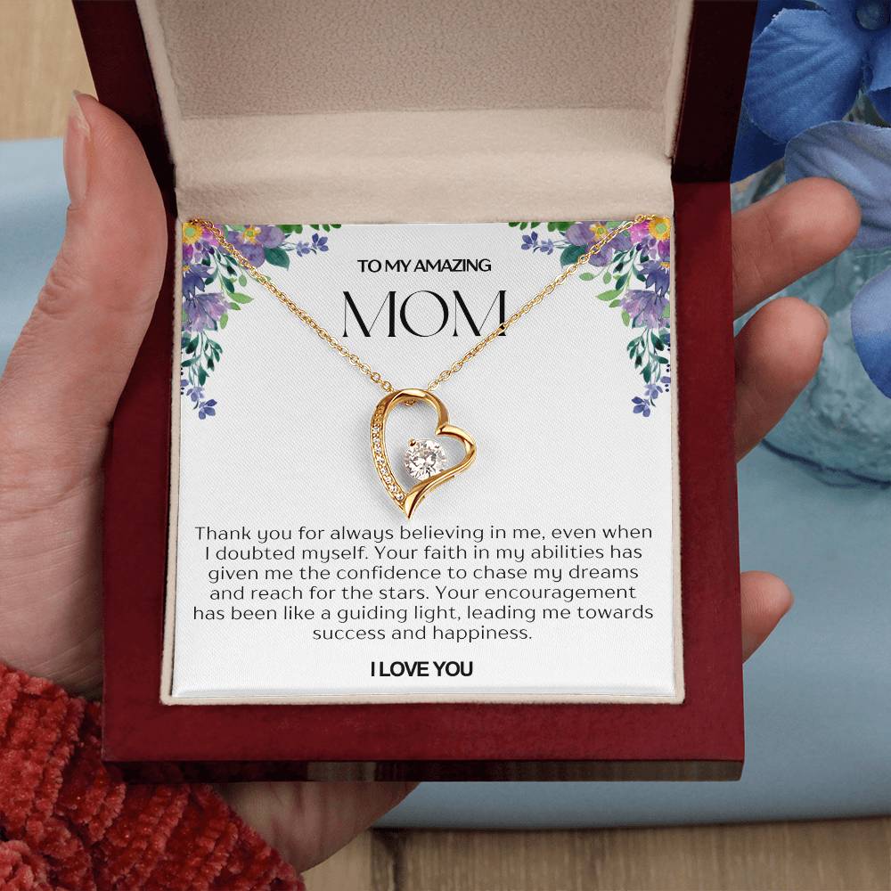 To My Amazing Mom Heart Necklace