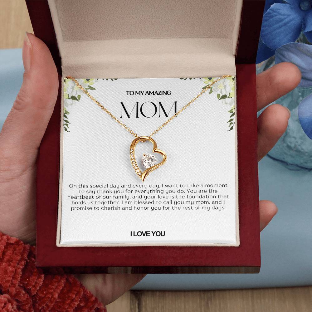 To My Amazing Mom Heart Necklace