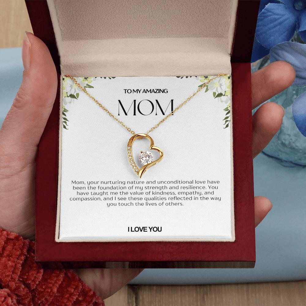 To My Amazing Mom Heart Necklace