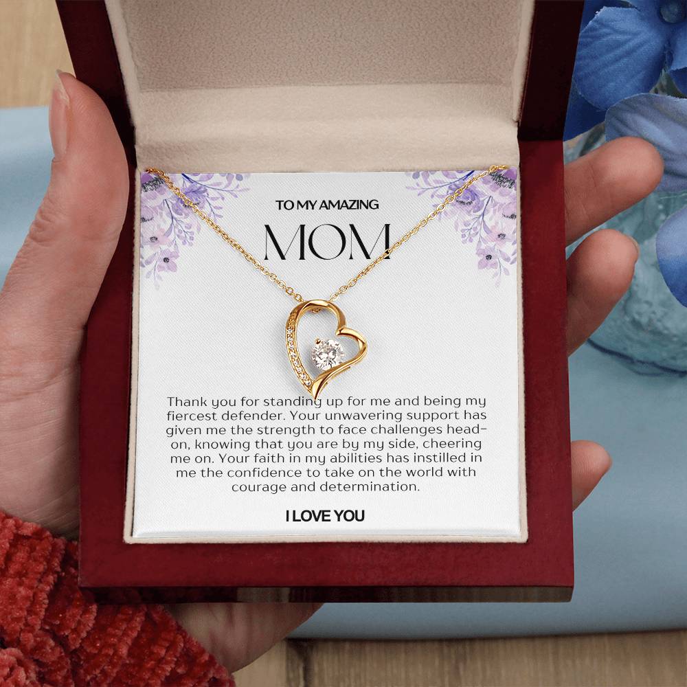 To My Amazing Mom Heart Necklace