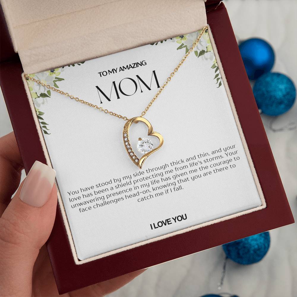 To My Amazing Mom Heart Necklace