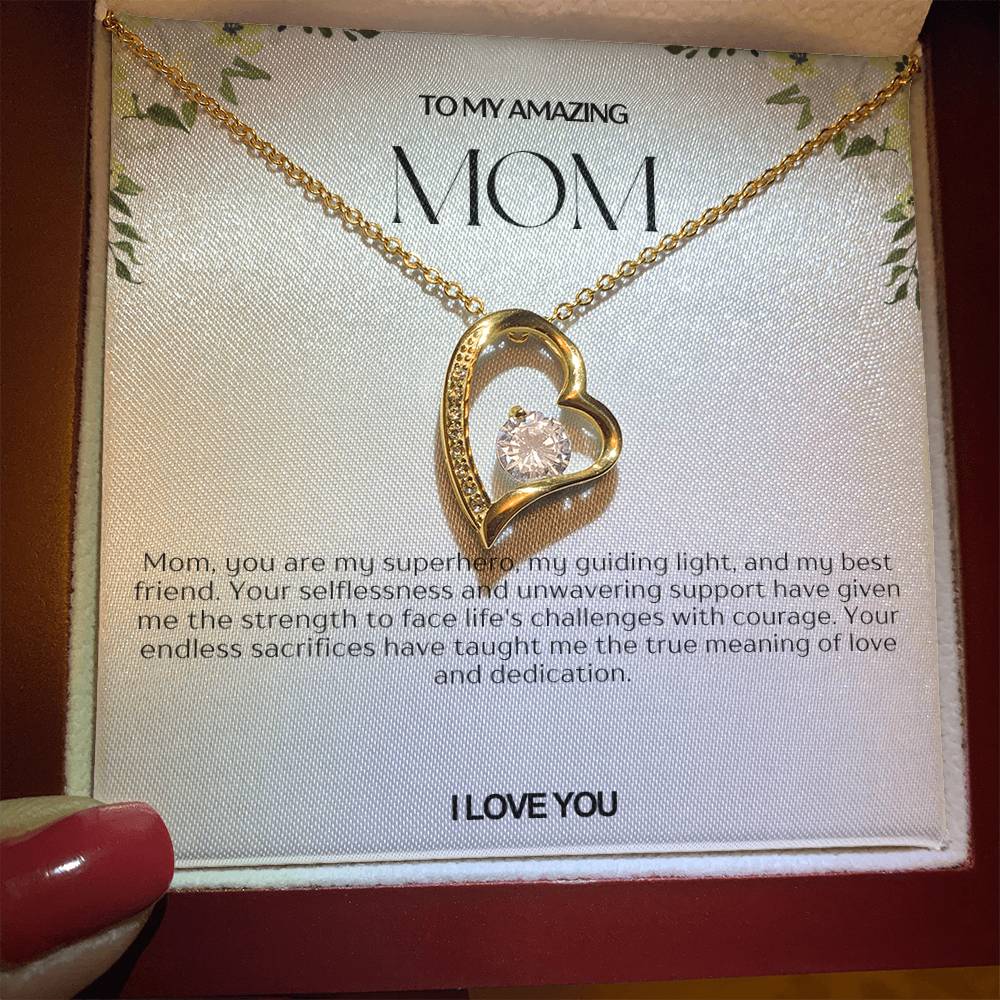 To My Amazing Mom Heart Necklace