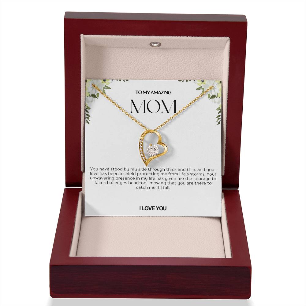 To My Amazing Mom Heart Necklace