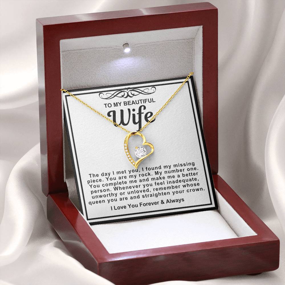 To My Beautiful Wife Heart Necklace-You are my number one