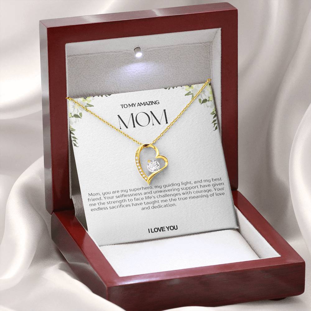 To My Amazing Mom Heart Necklace