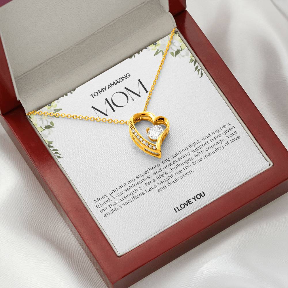 To My Amazing Mom Heart Necklace