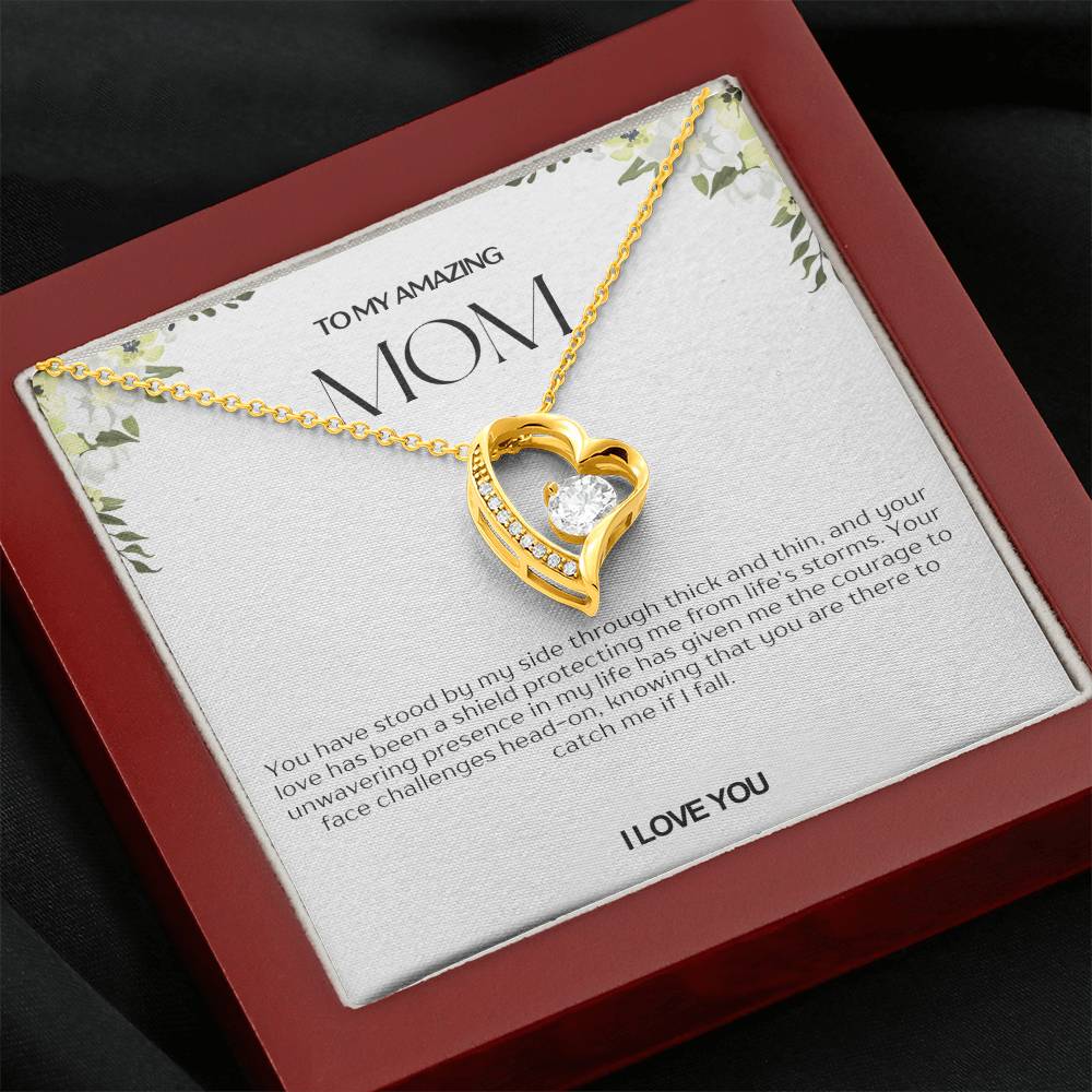 To My Amazing Mom Heart Necklace