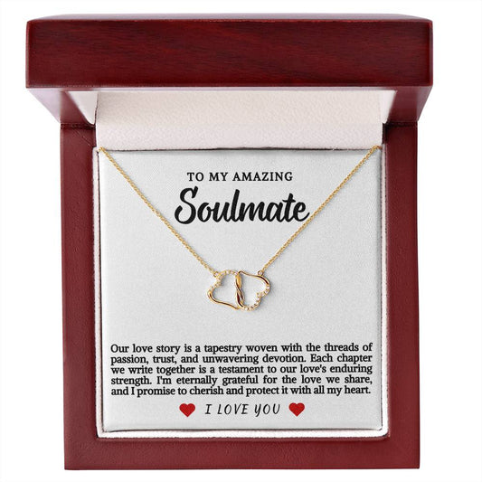 Soulmate Everlasting Love Gold & Diamond Heart Necklace