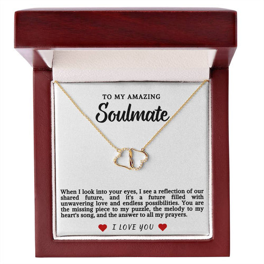 Soulmate Everlasting Love Gold & Diamond Heart Necklace