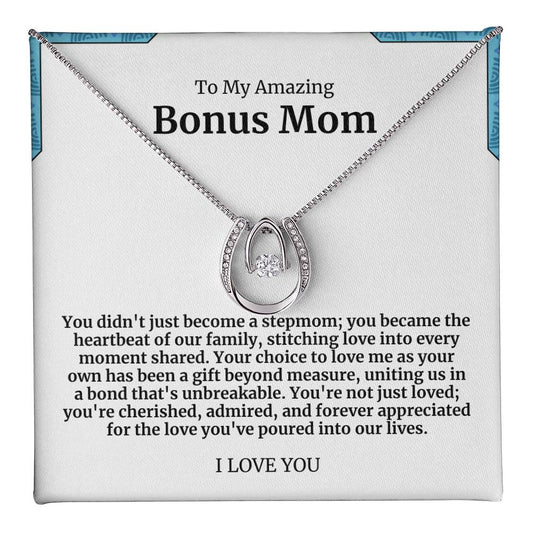 To My Amazing Bonus Mom Lucky Horseshoe Necklace