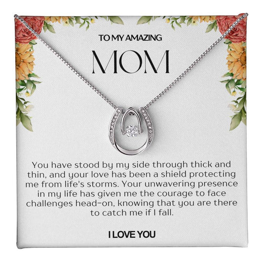 To My Amazing Mom Lucky Horseshoe Necklace