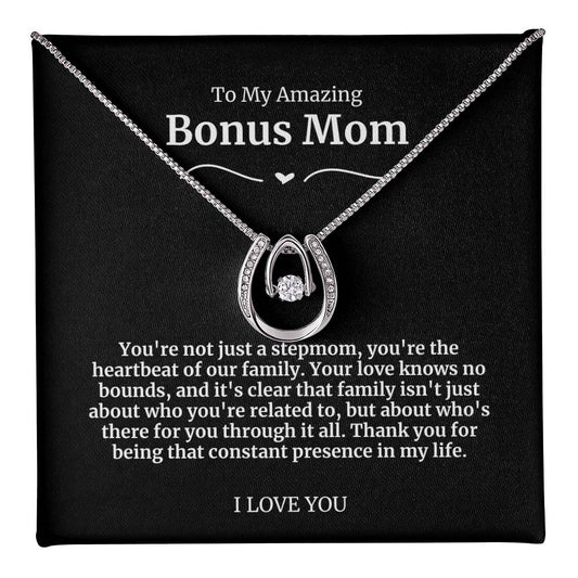 To My Amazing Bonus Mom Lucky Horseshoe Necklace