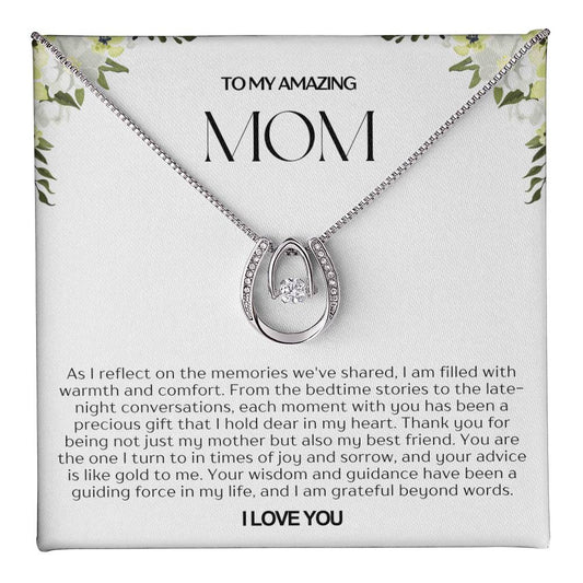 To My Amazing Mom Lucky Horseshoe Necklace