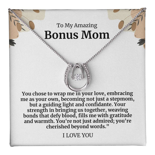 To My Amazing Bonus Mom Lucky Horseshoe Necklace