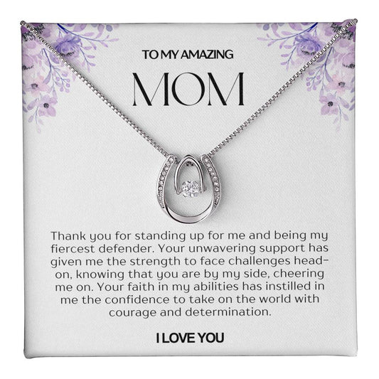 To My Amazing Mom Lucky Horseshoe Necklace