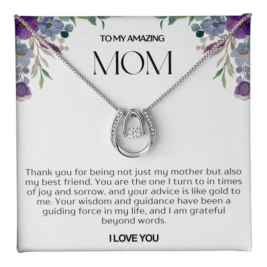 To My Amazing Mom Lucky Horseshoe Necklace