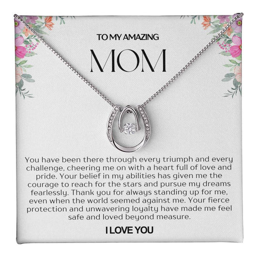 To My Amazing Mom Lucky Horseshoe Necklace