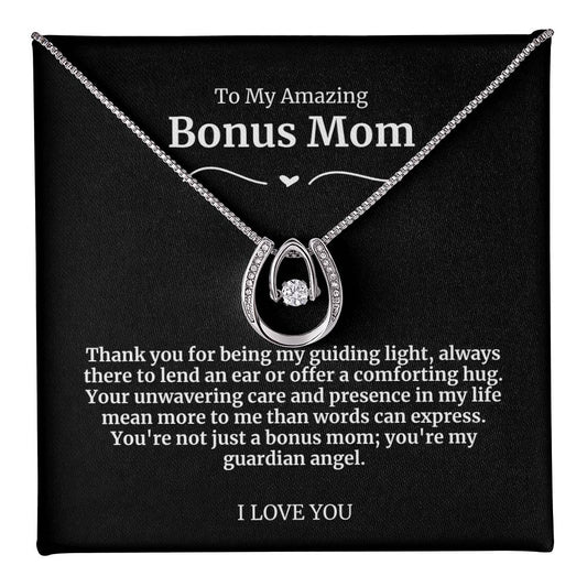 To My Amazing Bonus Mom Lucky Horseshoe Necklace