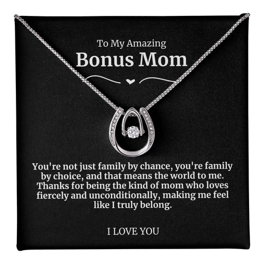 To My Amazing Bonus Mom Lucky Horseshoe Necklace