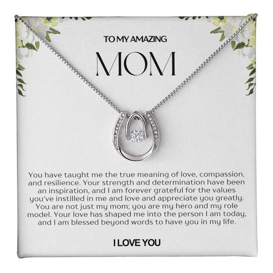 To My Amazing Mom Lucky Horseshoe Necklace