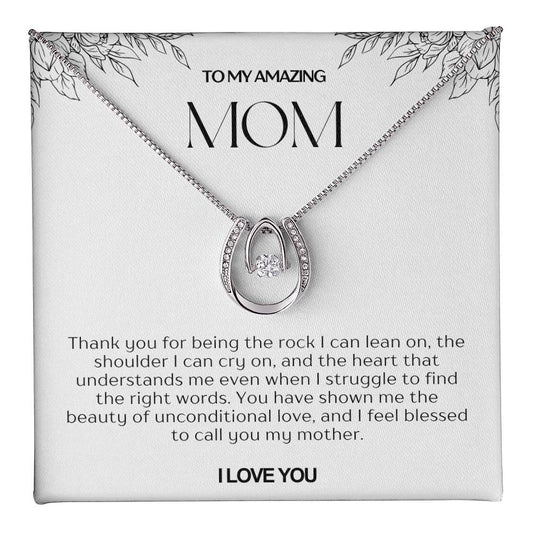 To My Amazing Mom Lucky Horseshoe Necklace