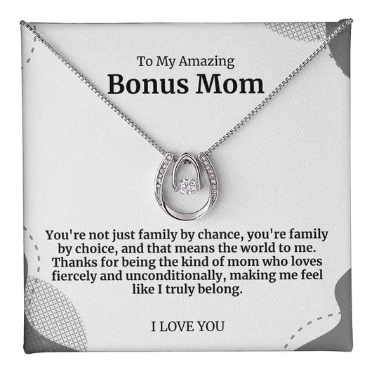 To My Amazing Bonus Mom Lucky Horseshoe Necklace