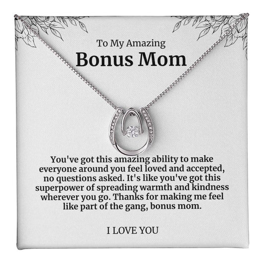 To My Amazing Bonus Mom Lucky Horseshoe Necklace