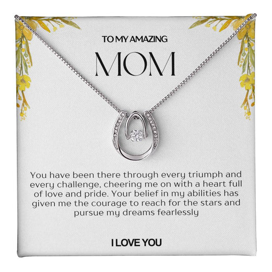 To My Amazing Mom Lucky Horseshoe Necklace