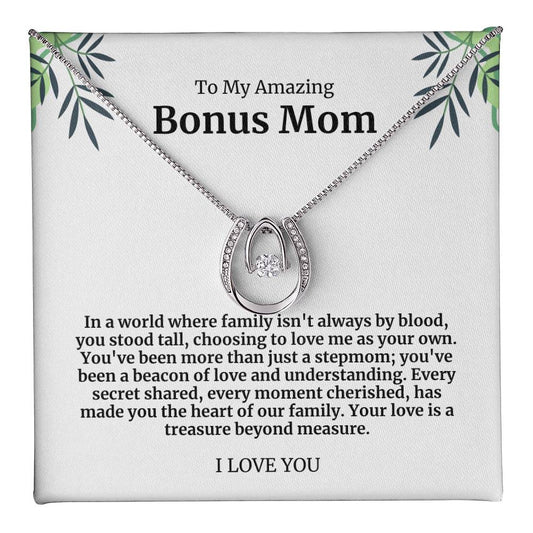 To My Amazing Bonus Mom Lucky Horseshoe Necklace