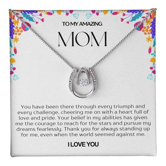 To My Amazing Mom Lucky Horseshoe Necklace