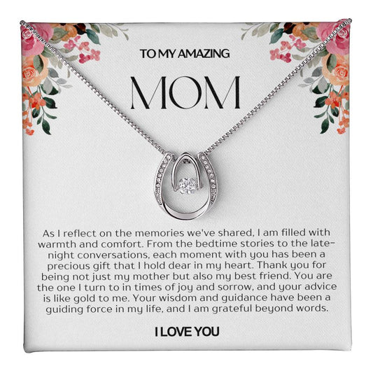 To My Amazing Mom Lucky Horseshoe Necklace