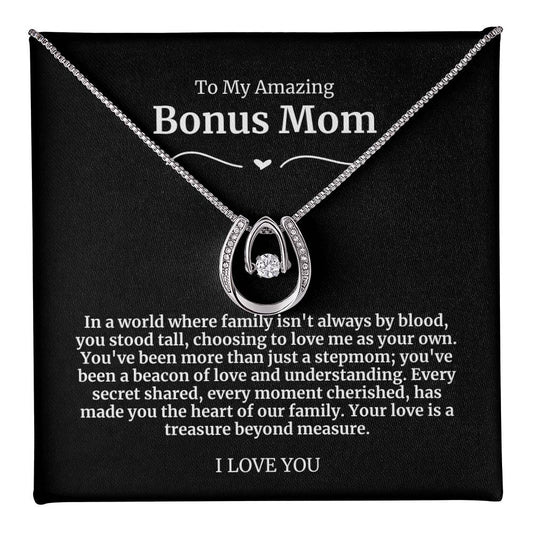 To My Amazing Bonus Mom Lucky Horseshoe Necklace