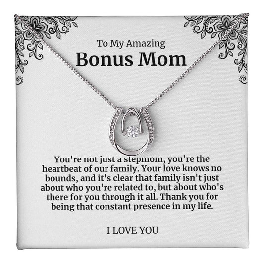 To My Amazing Bonus Mom Lucky Horseshoe Necklace