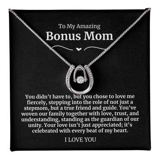 To My Amazing Bonus Mom Lucky Horseshoe Necklace