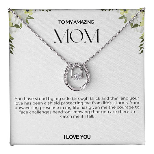 To My Amazing Mom Lucky Horseshoe Necklace