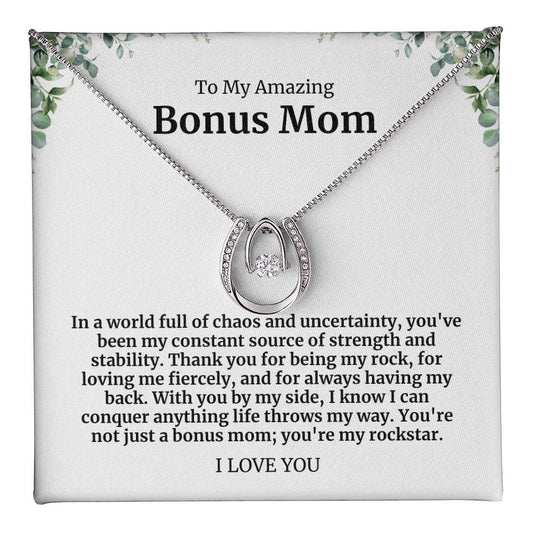 To My Amazing Bonus Mom Lucky Horseshoe Necklace