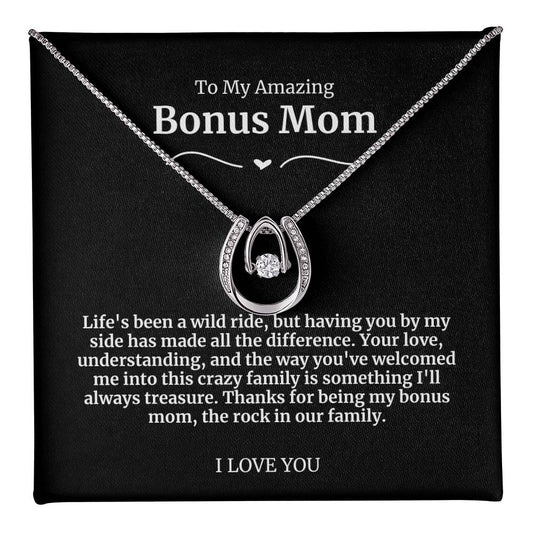 To My Amazing Bonus Mom Lucky Horseshoe Necklace