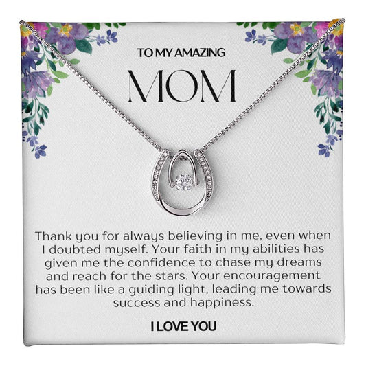 To My Amazing Mom Lucky Horseshoe Necklace