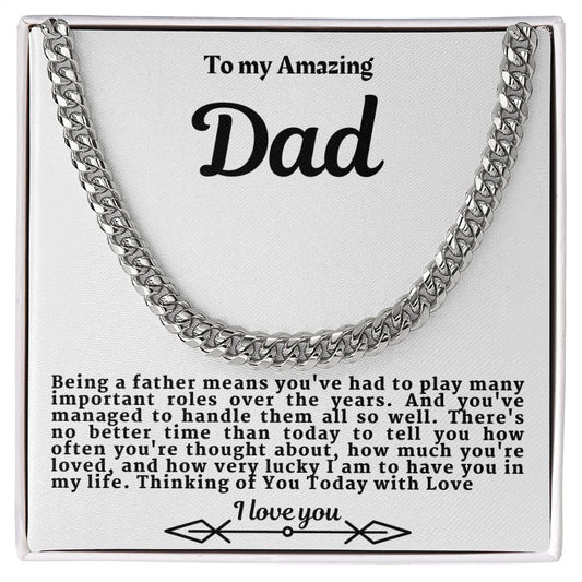 To My Amazing Dad Cuban Link Chain Necklace