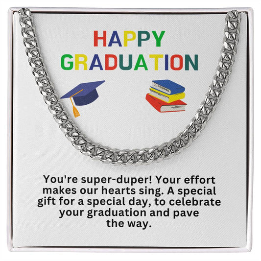 28 Happy Graduation Cuban Link Necklace