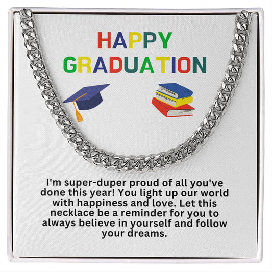 30 Happy Graduation Cuban Link Necklace