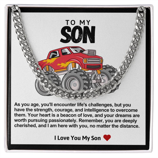 Son Cuban Chain Necklace- Red Monster Truck