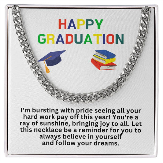 32 Happy Graduation Cuban Link Necklace