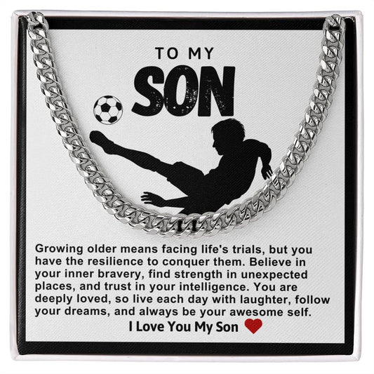 Son Cuban Chain Necklace- Soccer