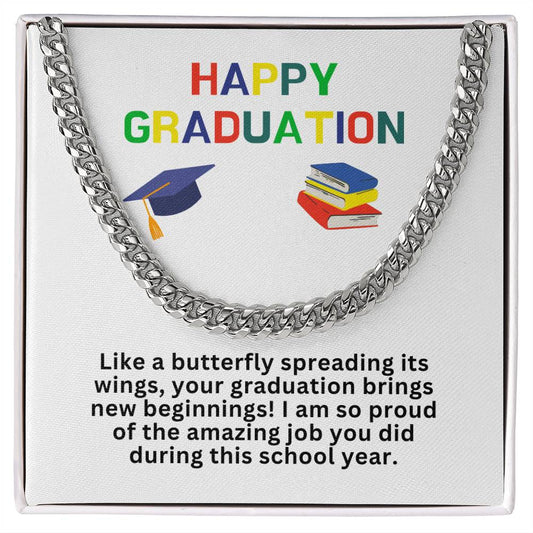 Happy Graduation Cuban Link Necklace