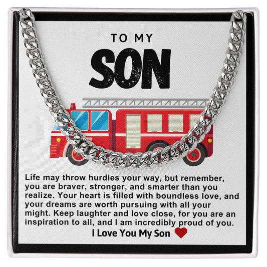 Son Cuban Chain Necklace- Firetruck