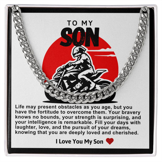 Son Cuban Chain Necklace- Dirt Bike