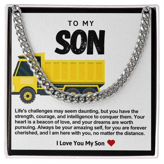 Son Cuban Chain Necklace- Yellow Dump Truck